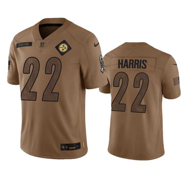 Mens Pittsburgh Steelers #22 Najee Harris 2023 Brown Salute To Service Limited Football Stitched Jersey Dyin->pittsburgh steelers->NFL Jersey